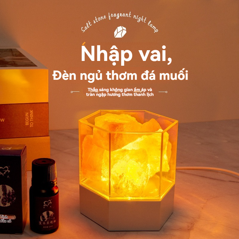 Đèn đá muối cho phòng ngủ nữ Đèn ngủ nhỏ Lưới đầu giường đỏ Đèn chống muỗi Bầu không khí sáng tạo Quà sinh nhật Đèn đẹp