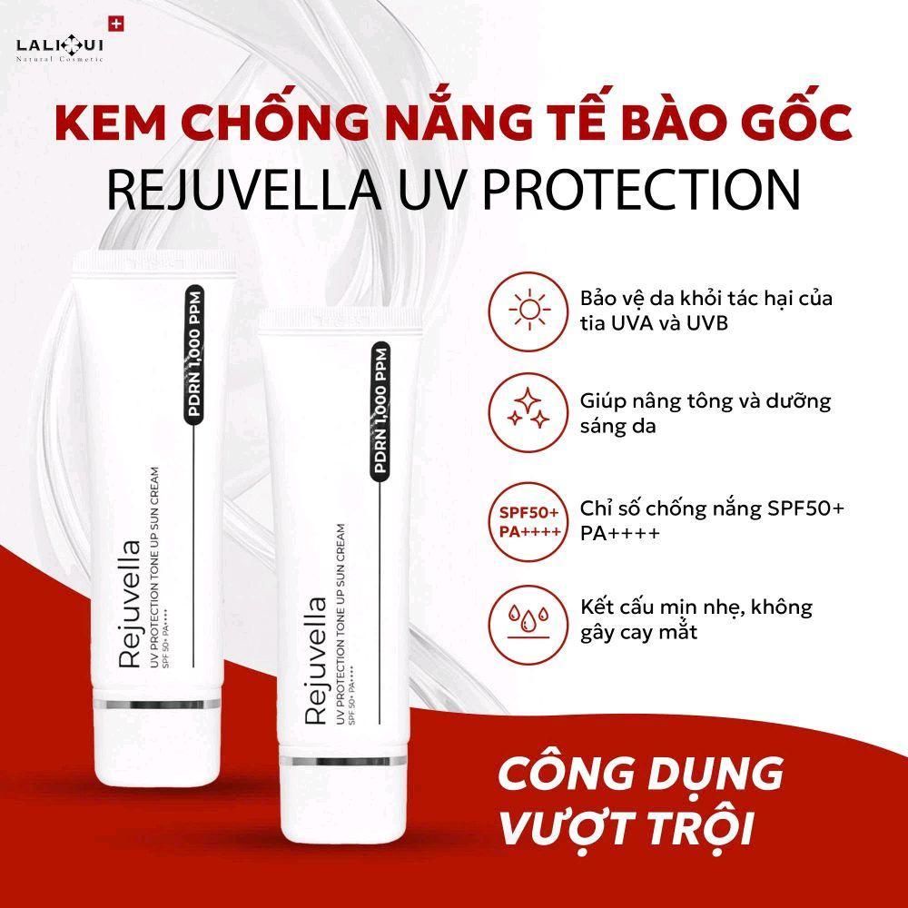 Kem chống nắng Rejuvella tế bào gốc cấp ẩm chống nắng phổ rộng, kháng mọi tác động UV SPX50+ PA++++