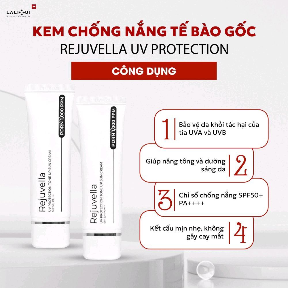 Kem chống nắng Rejuvella tế bào gốc cấp ẩm chống nắng phổ rộng, kháng mọi tác động UV SPX50+ PA++++