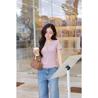 MARC FASHION Áo Thun Cổ Tròn Gài Nút - CBAT102531