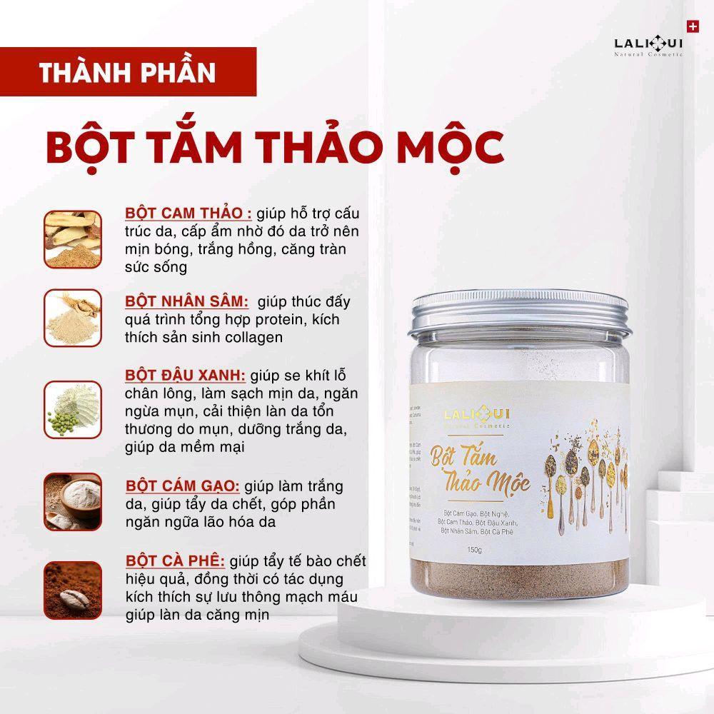 BỘT TẮM THẢO MỘC LALIHUI HỖ TRỢ TẨY DA CHẾT VÀ SÁNG DA