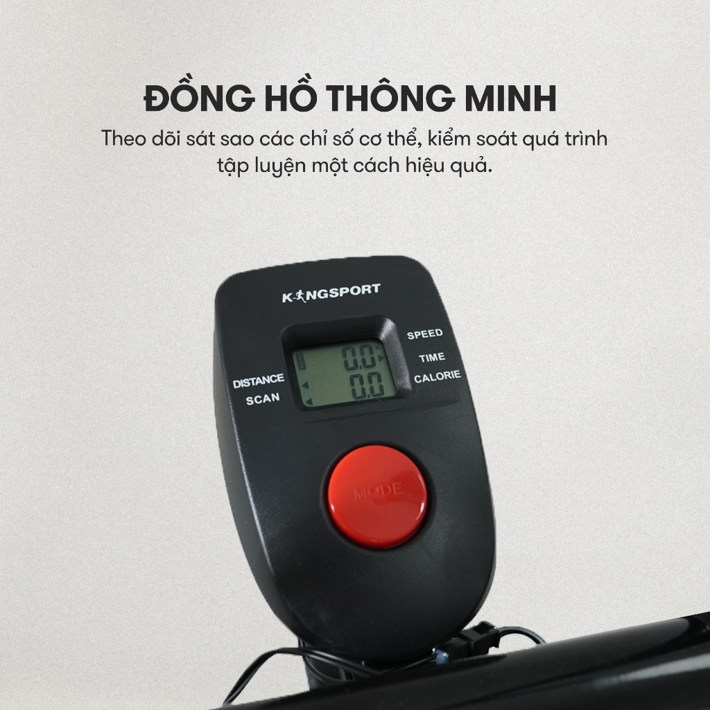 [KOL] Xe đạp tập KINGSPORT Classic E-07, ghế tựa phù hợp người lớn tuổi, đồng hồ thông minh