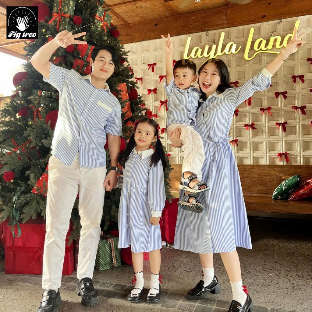 Đồ Gia Đình Fig Tree Sọc Đứng Xanh Trắng Phối Siêu Xinh Đón Tết, Chất Đẹp Hàng thiết kế, ( MS :194)