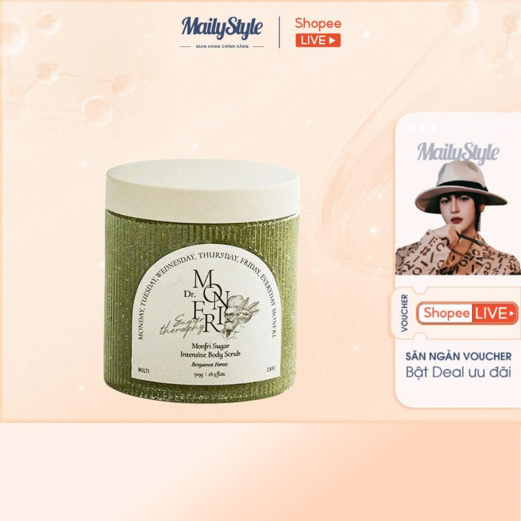 E21_Tẩy tế bào chết body MonFri Sugar Intensive Body Scrub hương Bergamot Fores 519g