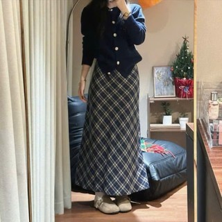 Chân váy caro nâu dáng midi vintage chất mềm có lót CVdakecaro3574