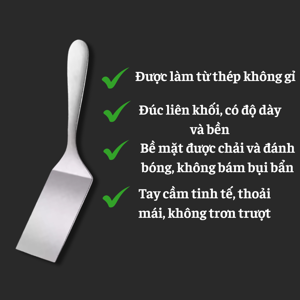 Xẻng Chiên Xào Inox 304 Cao Cấp-Chống Gỉ, Chịu Nhiệt Tốt, Dùng Cho Nhà Bếp