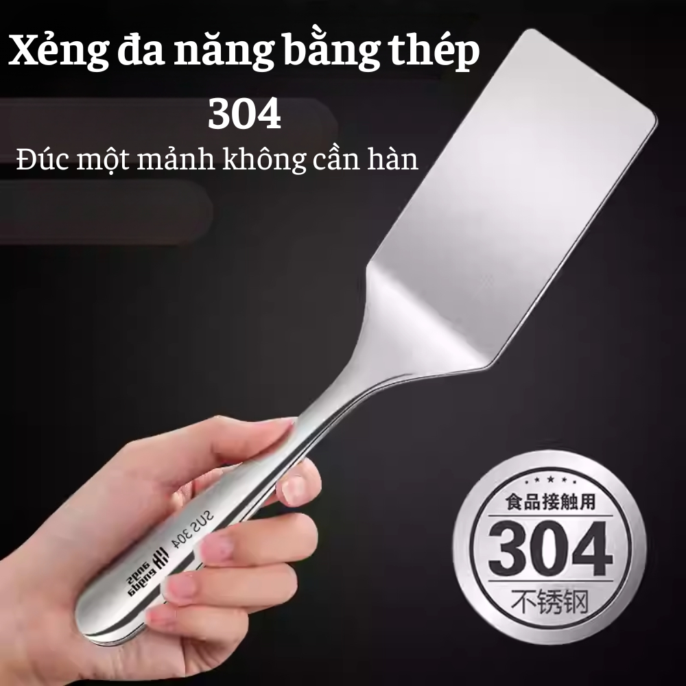 Xẻng Chiên Xào Inox 304 Cao Cấp-Chống Gỉ, Chịu Nhiệt Tốt, Dùng Cho Nhà Bếp