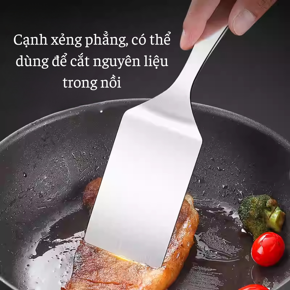 Xẻng Chiên Xào Inox 304 Cao Cấp-Chống Gỉ, Chịu Nhiệt Tốt, Dùng Cho Nhà Bếp