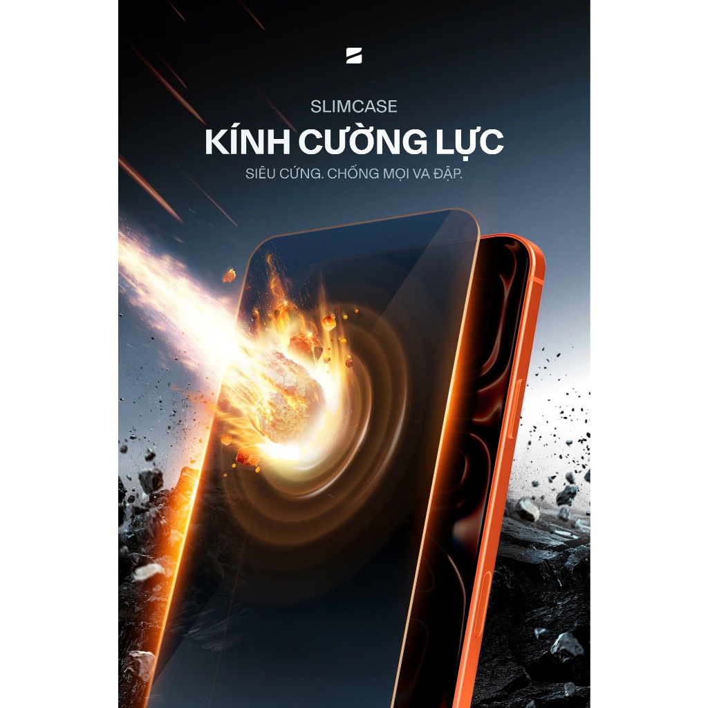 Kính cường lực Trong suốt không viền iPhone 17 / iPhone 16 & iPhone Air SLIMCASE - Chống trầy xước, độ cứng 9H