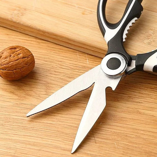 Kéo Cắt Thực Phẩm Đa Năng - Kéo Làm Bếp Cán Nhựa Đỏ Xám Sắc Bén, Cắt Thịt Nướng, Giấy, Vải