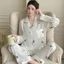 Bộ đồ ngủ lụa băng chất lượng cao nữ tinh khiết cardigan lụa dài tay quần dài khí chất bộ đồ nữ