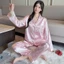 Bộ đồ ngủ lụa băng chất lượng cao nữ tinh khiết cardigan lụa dài tay quần dài khí chất bộ đồ nữ