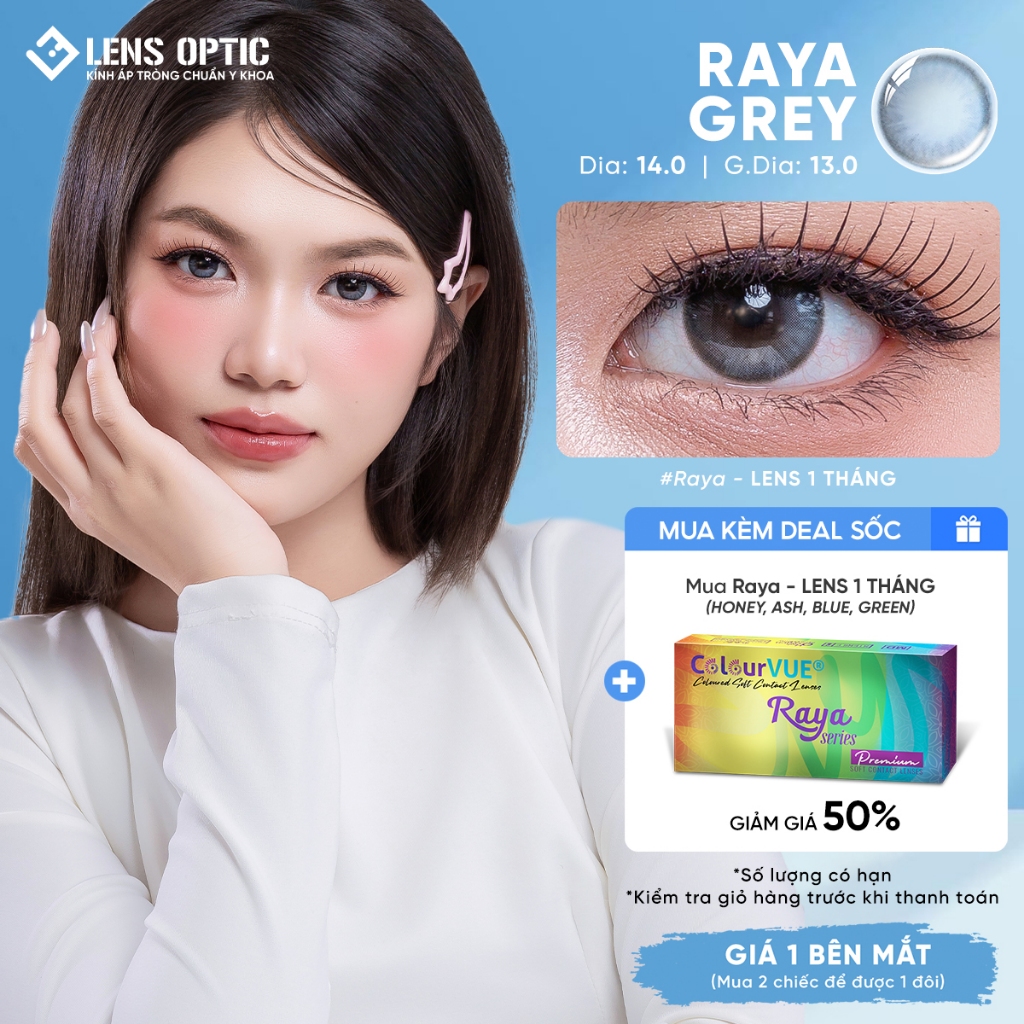 Lens Màu Xám Xanh ColourVUE RAYA Grey - Kính Áp Tròng Có Độ Cận ...