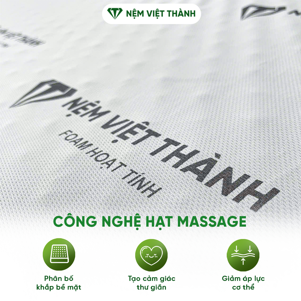[MUA 1 TẶNG 7] Nệm Foam Massage Hoạt Tính Việt Thành Ưu Việt, Foam Nâng Đỡ, Kháng Khuẩn, Khử Mùi, Tốt Sức Khỏe Người Nằm
