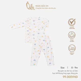 Honey (0-9M) Bộ quần áo dài tay cài bên cotton mềm mịn co giãn tốt, thấm hút mồ hôi tốt dành cho bé từ 2kg8-9kg2