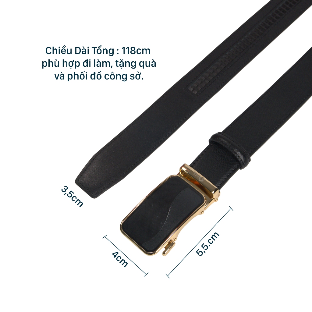 Thắt lưng nam da bò HG Fashion Saffiano 3 lớp khóa tự động cao cấp màu đen | TL25M12