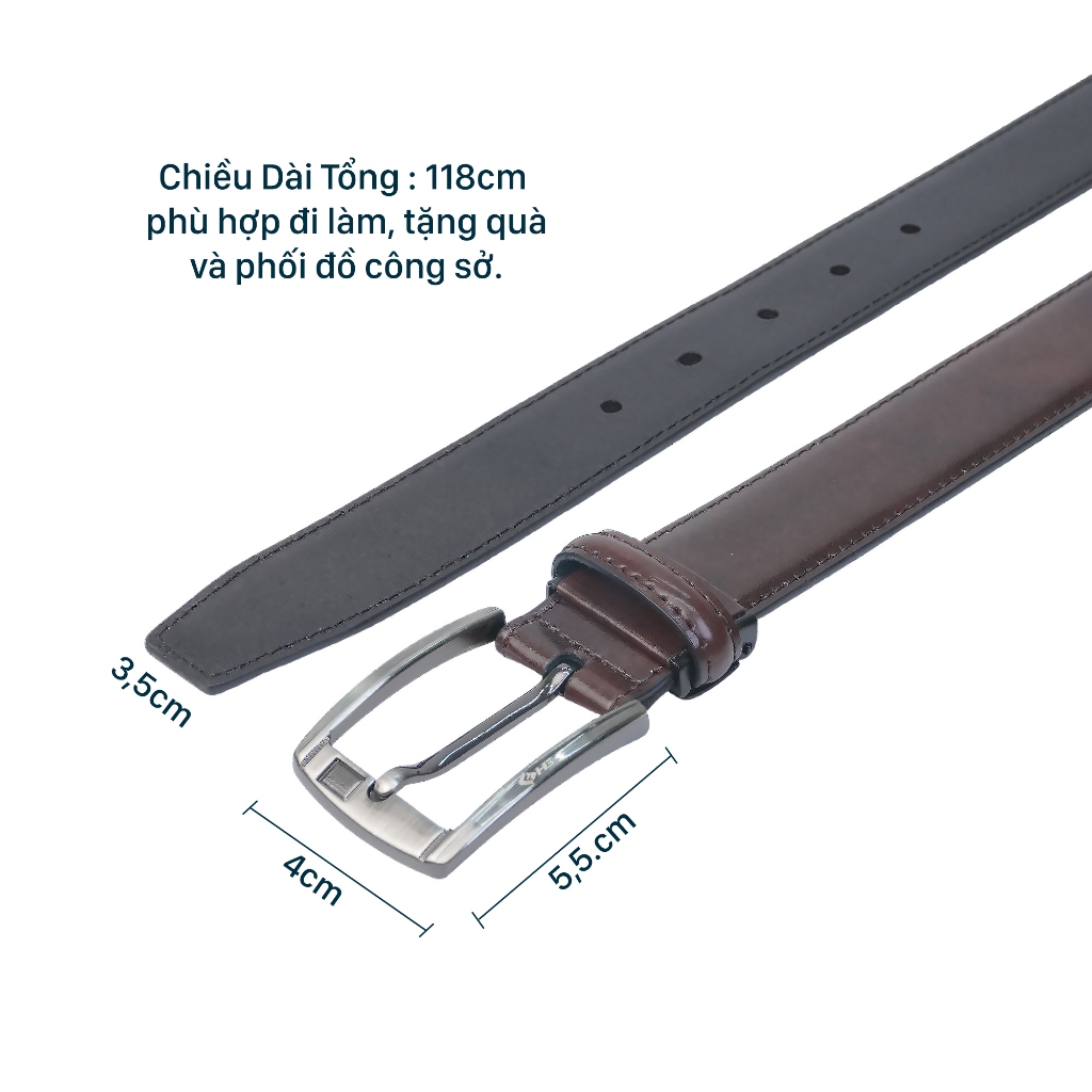 Thắt lưng nam da bò HG Fashion vân 3 lớp khóa kim cao cấp màu nâu | TL25M03