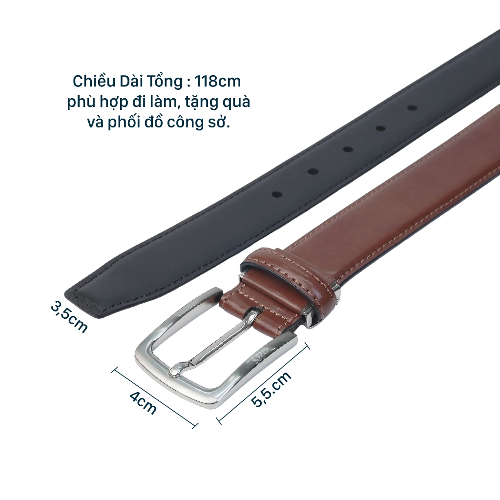 Thắt lưng nam da bò HG khóa kim 3 lớp màu bò TL25M01