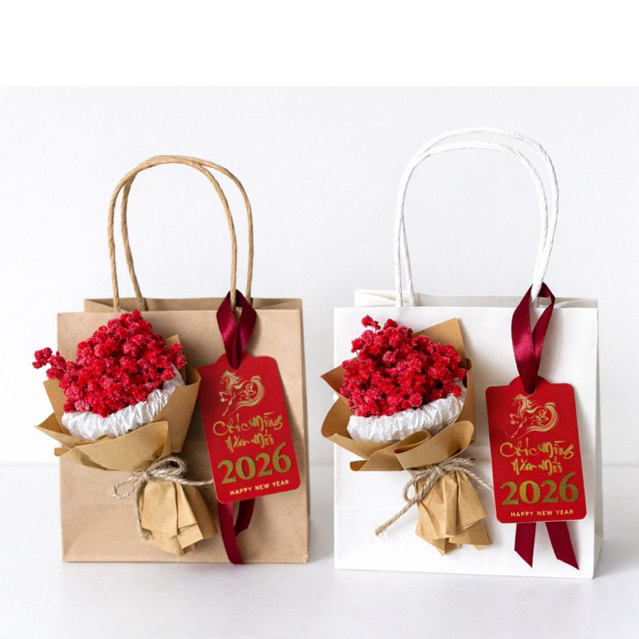 set quà tặng túi giấy hoa khô mini handmade by BiBi:N09B