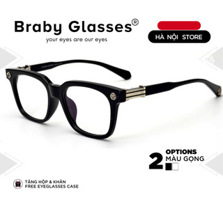Kính gọng vuông cận thời trang nam nữ Braby Glasses chất liệu nhưạ cao cấp kiểu dáng sang trọng mk46