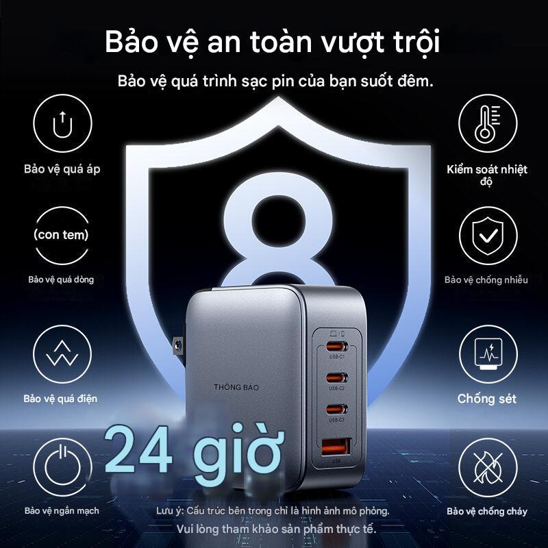 Bộ Sạc Nhanh GaN-V 100W Vention Kèm Cáp C-C 100W, Sạc Đồng Thời 4 Thiết Bị USB-A/USB-C*3 An Toàn PD 3.0, QC 4.0 Nhỏ Gọn
