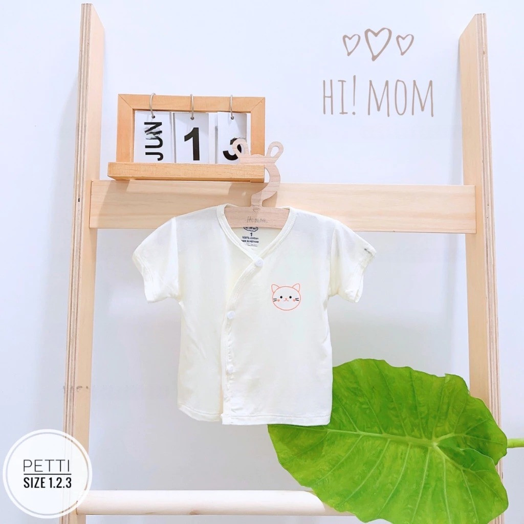 [Peinn] Combo 3/5 áo cộc tay màu kem HQ, chất thun lạnh, mềm, mát, thấm hút mồ hôi cho bé sơ sinh 0-9 tháng