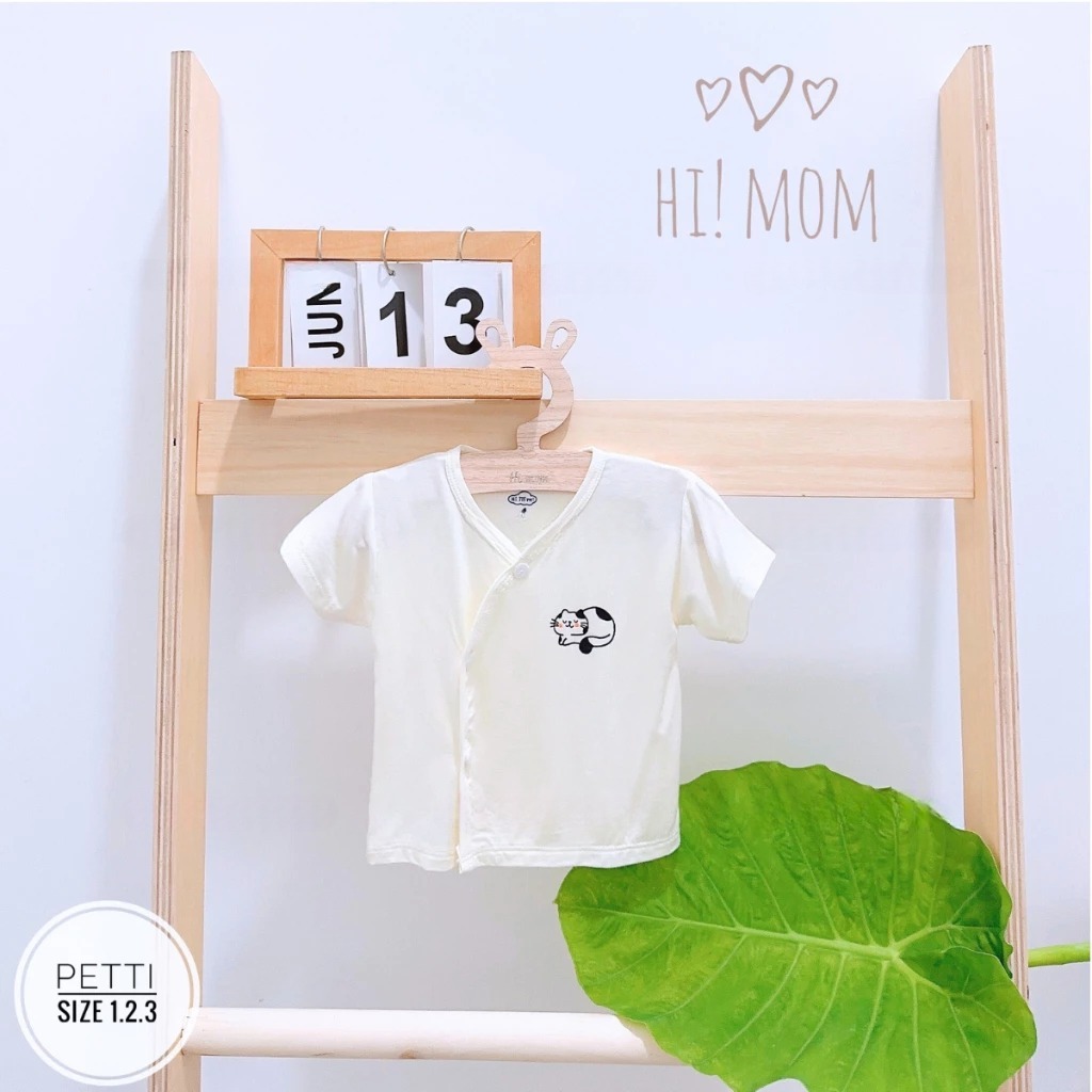 [Peinn] Combo 3/5 áo cộc tay màu kem HQ, chất thun lạnh, mềm, mát, thấm hút mồ hôi cho bé sơ sinh 0-9 tháng
