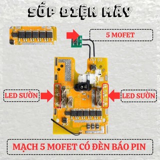 Mạch 5S 90a led sườn 5 mosfet 21V Makita có 2 Led hông dòng xà cao 90A