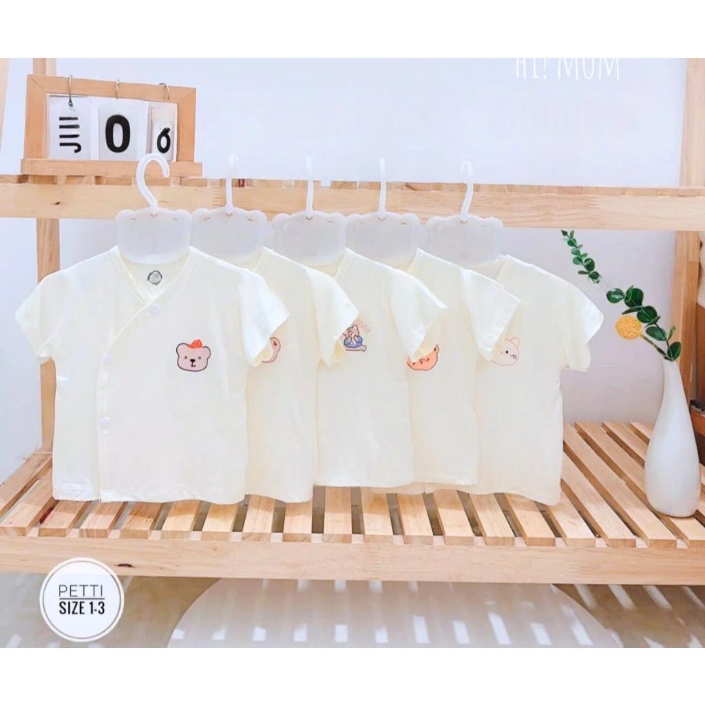 [Peinn] Combo 3/5 áo cộc tay màu kem HQ, chất thun lạnh, mềm, mát, thấm hút mồ hôi cho bé sơ sinh 0-9 tháng
