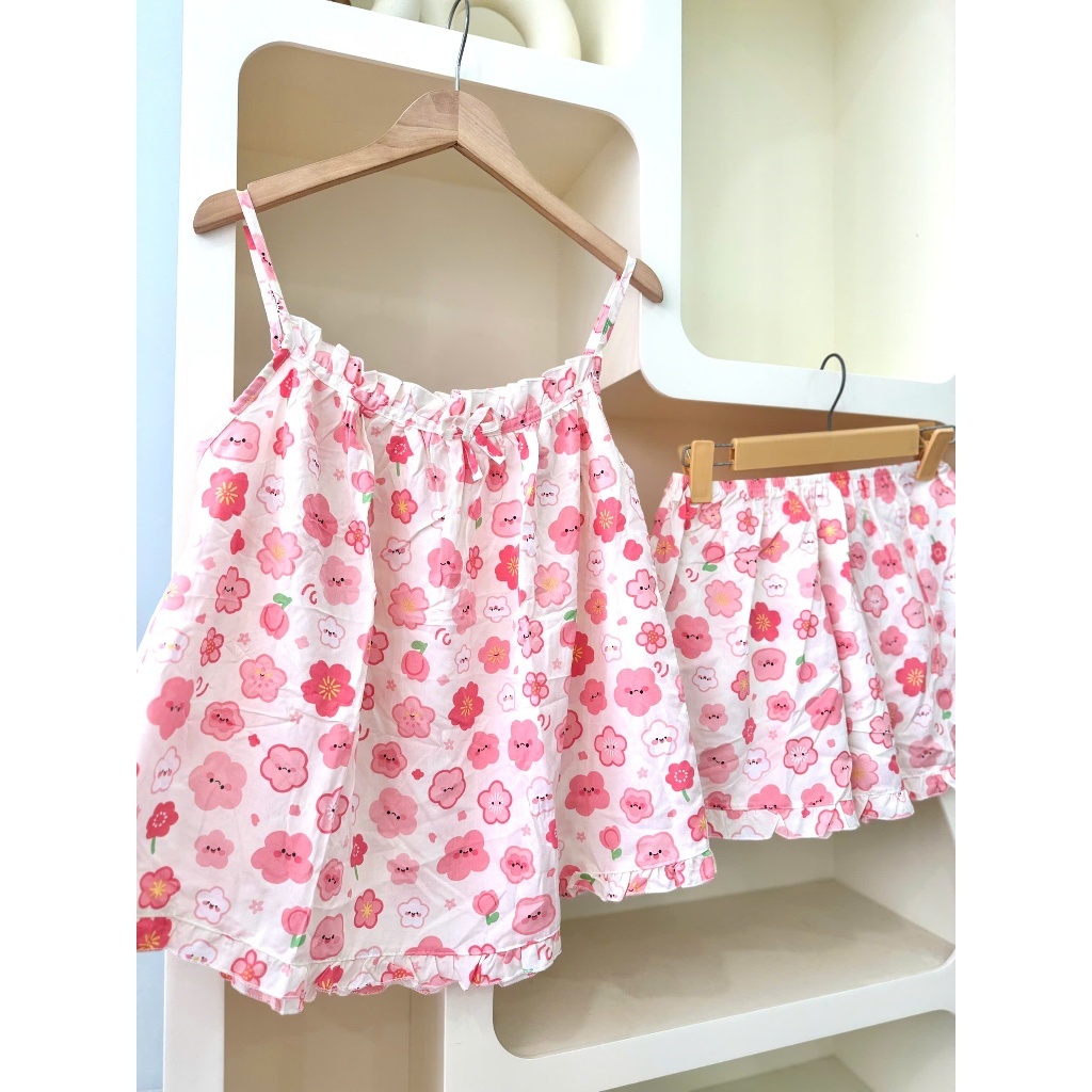 (CÓ BIGSIZE) Đồ bộ vải TOLE đồ ngủ hai dây nhiều họa tiết dễ thương (40-75kg)