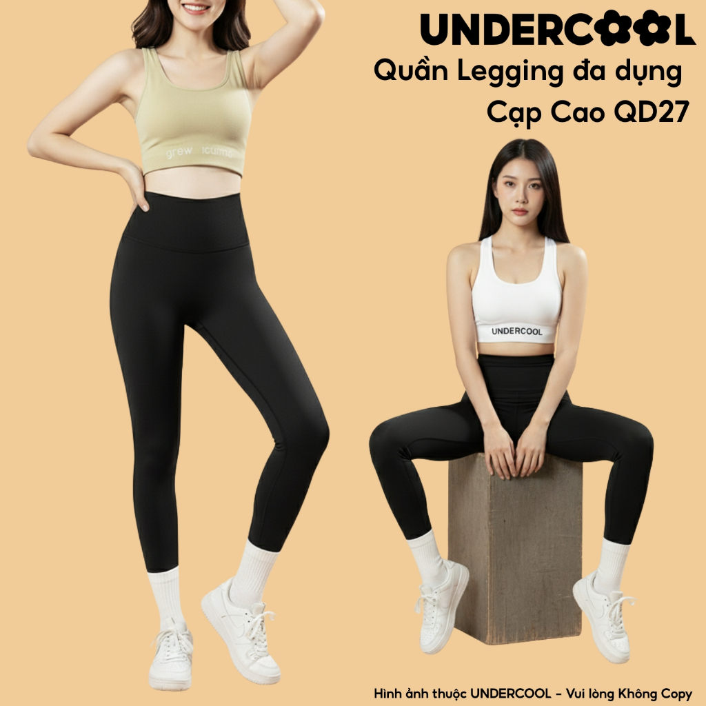 Quần Legging Cạp Cao Định Hình Bụng UNDERCOOL Umi Co Giãn Thoải Mái Nâng Mông Mặc Thể Thao Công Sở, Live  QD27