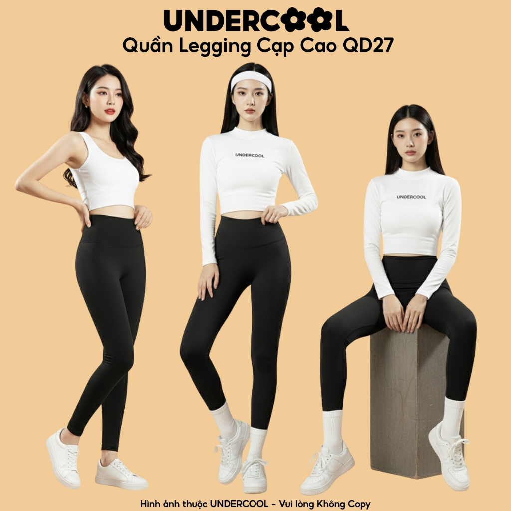 Quần Legging Cạp Cao Định Hình Bụng UNDERCOOL Umi Co Giãn Thoải Mái Nâng Mông Mặc Thể Thao Công Sở, Live  QD27