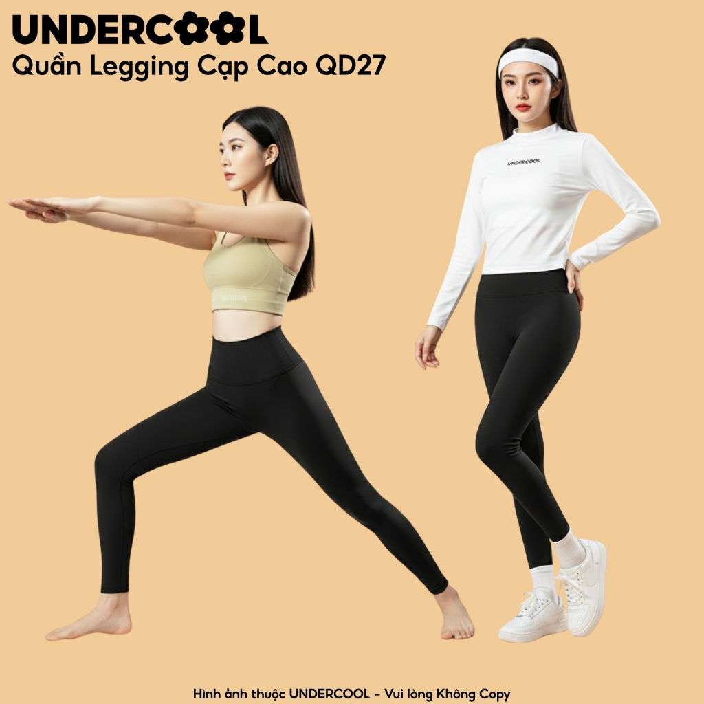 Quần Legging Cạp Cao Định Hình Bụng UNDERCOOL Umi Co Giãn Thoải Mái Nâng Mông Mặc Thể Thao Công Sở, Live  QD27