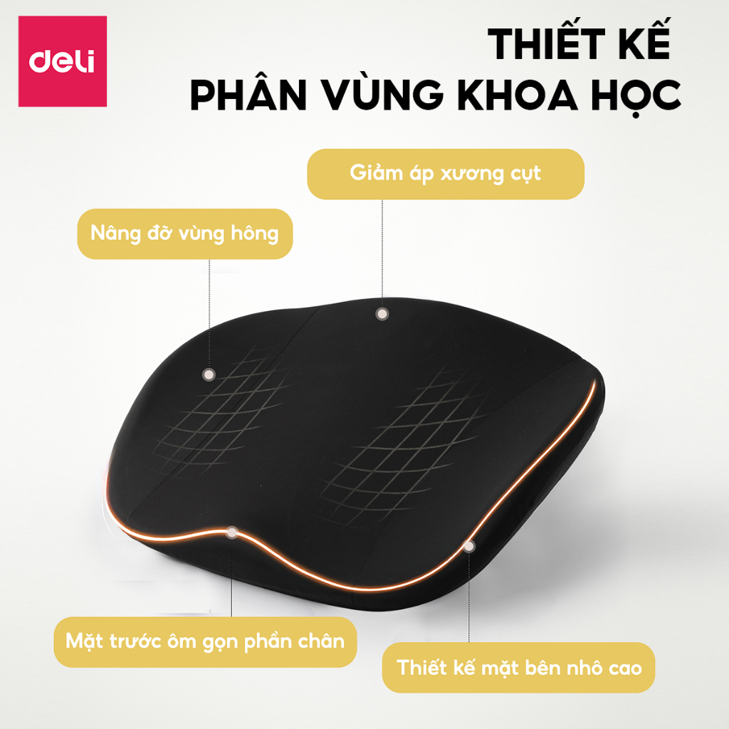 Đệm Ngồi Memory Foam Công Thái Học Cao Cấp – Giảm Đau Lưng, Xương Cụt – Thoáng Khí, Chống Trượt