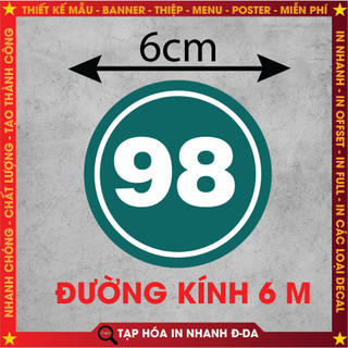 Decal Chống Nước size 6cm, Số Thứ Tự trang trí dán bàn, dán quán trà sữa, cà phê, quán ăn, dán tường, tủ,