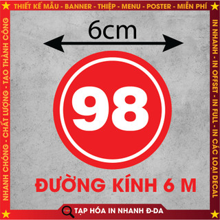 Decal Chống Nước size 6cm, Số Thứ Tự trang trí dán bàn, dán quán trà sữa, cà phê, quán ăn, dán tường, tủ,