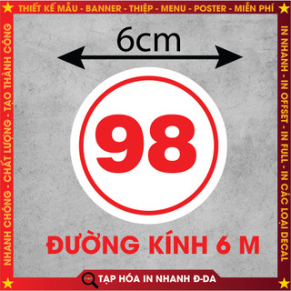 Decal Chống Nước size 6cm, Số Thứ Tự trang trí dán bàn, dán quán trà sữa, cà phê, quán ăn, dán tường, tủ,