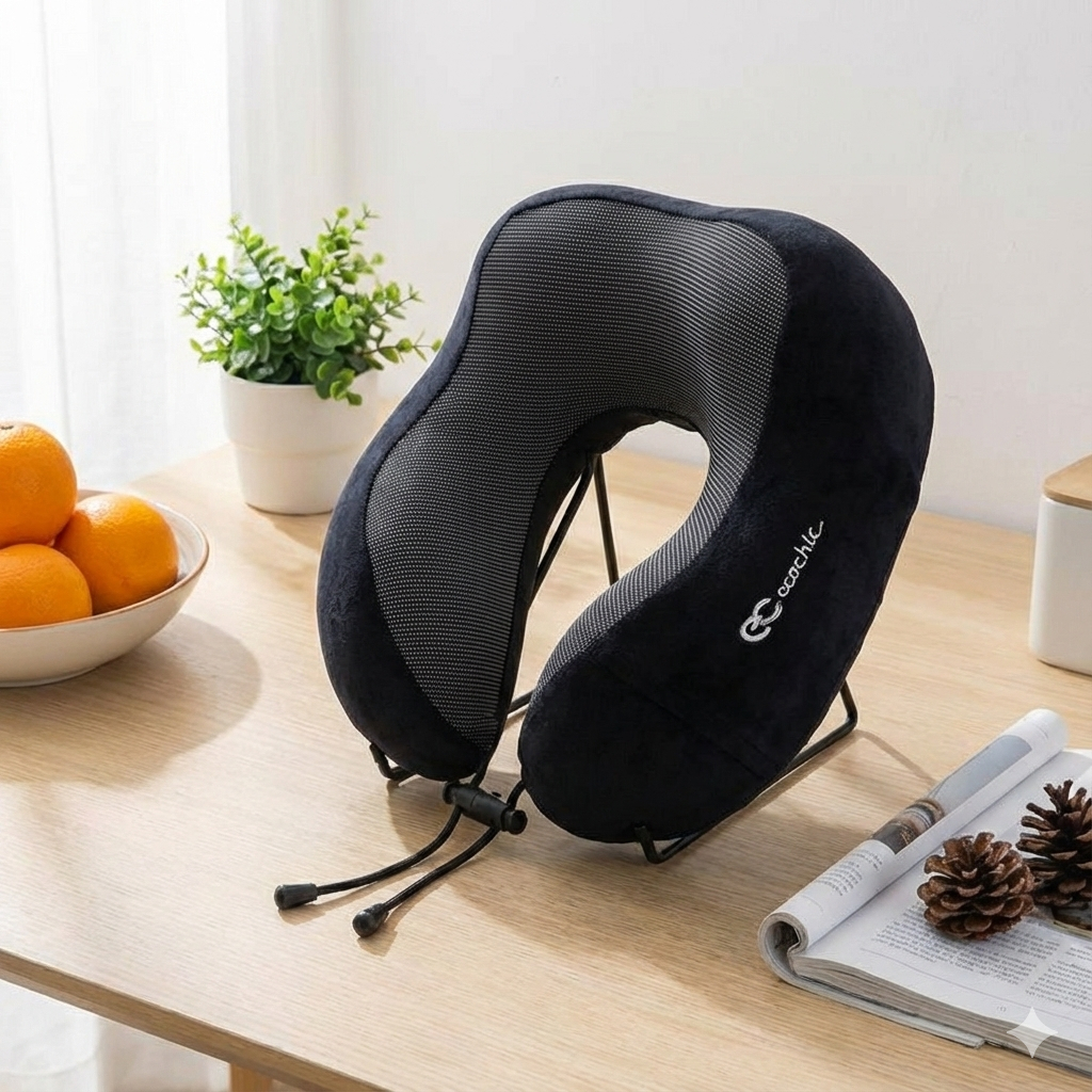 Gối Chữ U ECOCHIC Thư Giãn Thoải Mái Cho Cổ Mang Đi Du Lịch Có Dây Rút Điều Chỉnh A980