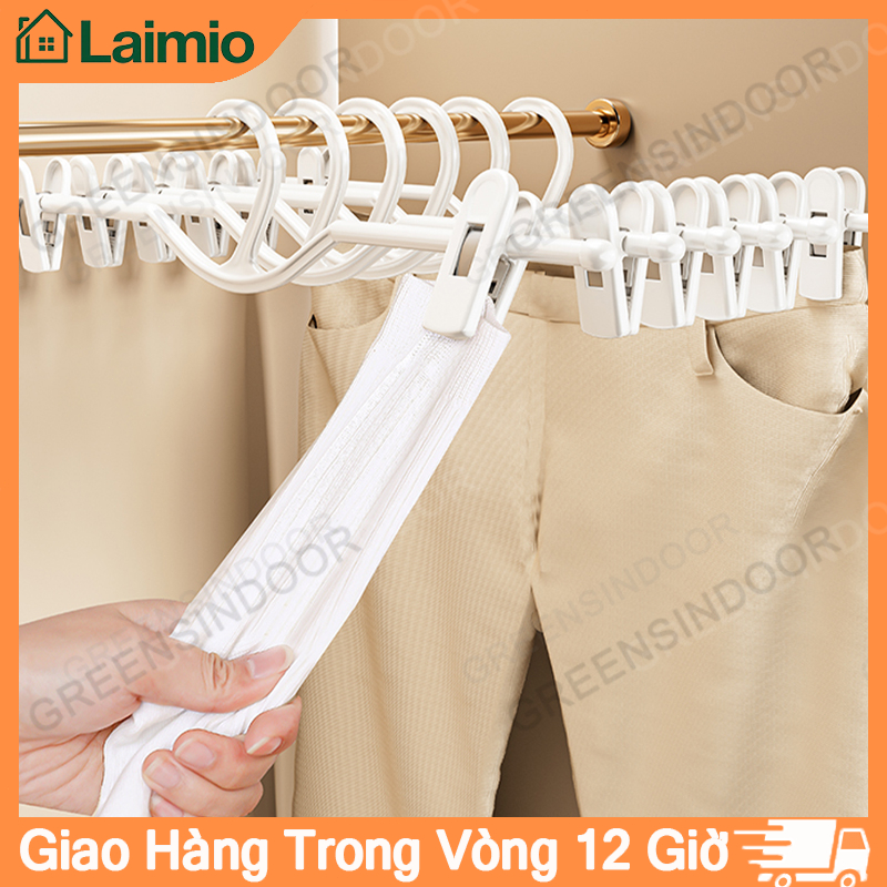 Combo Móc Kẹp Quần Áo Bằng Nhựa Chống Trượt, Móc Kẹp Quần Tất Vớ Tiết Kiệm Không Gian