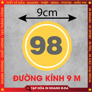 Decal Số Thứ Tự size 9cm chống nước trang trí dán bàn, dán quán trà sữa, cà phê, quán ăn, dán tường, tủ.