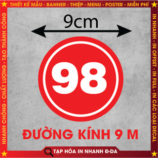 Decal Số Thứ Tự size 9cm chống nước trang trí dán bàn, dán quán trà sữa, cà phê, quán ăn, dán tường, tủ.