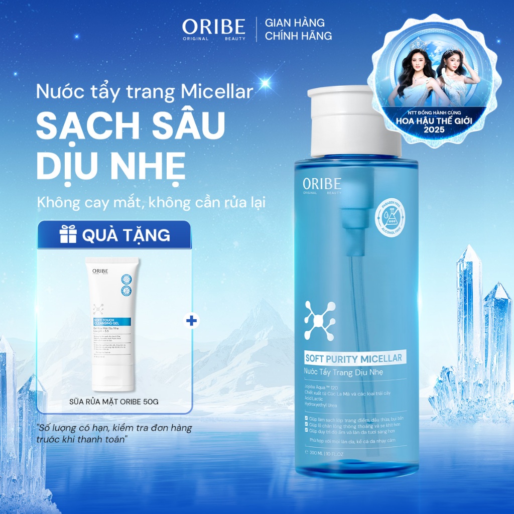 Nước Tẩy Trang Oribe Làm Sạch Sâu Dịu Nhẹ Không Cay Mắt Cho Mọi Làn Da - Hình ảnh thực tế