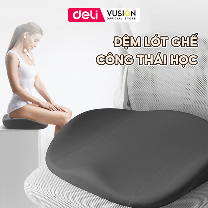Đệm Ngồi Memory Foam Công Thái Học Cao Cấp – Giảm Đau Lưng, Xương Cụt – Thoáng Khí, Chống Trượt