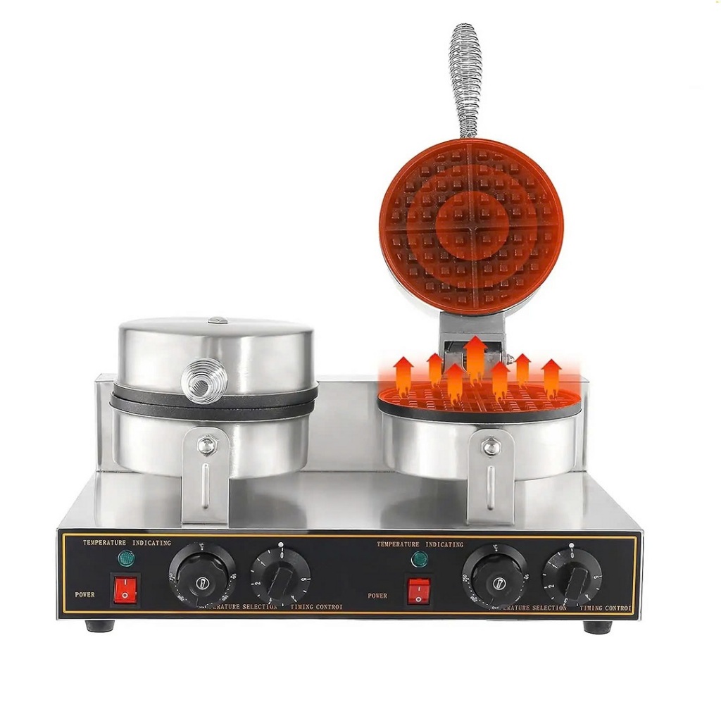 Máy làm bánh kẹp đôi công nghiệp 2400W chất liệu inox không gỉ, vệ sinh dễ dàng