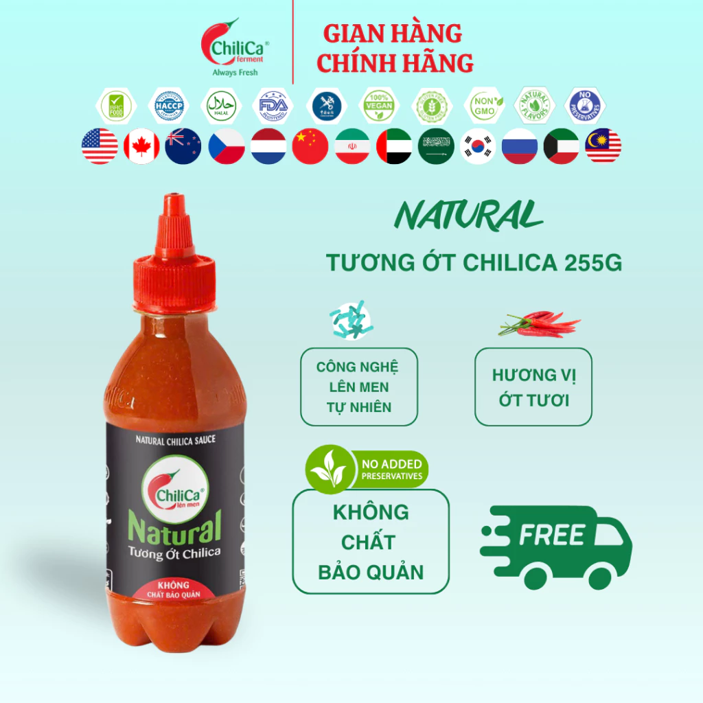 [KHÔNG CBQ] Natural Tương Ớt ChiliCa - Ớt Bằm ChiliCa - Ớt Bằm ChiliCa Có Tỏi - Lên Men Tự Nhiên, Kh