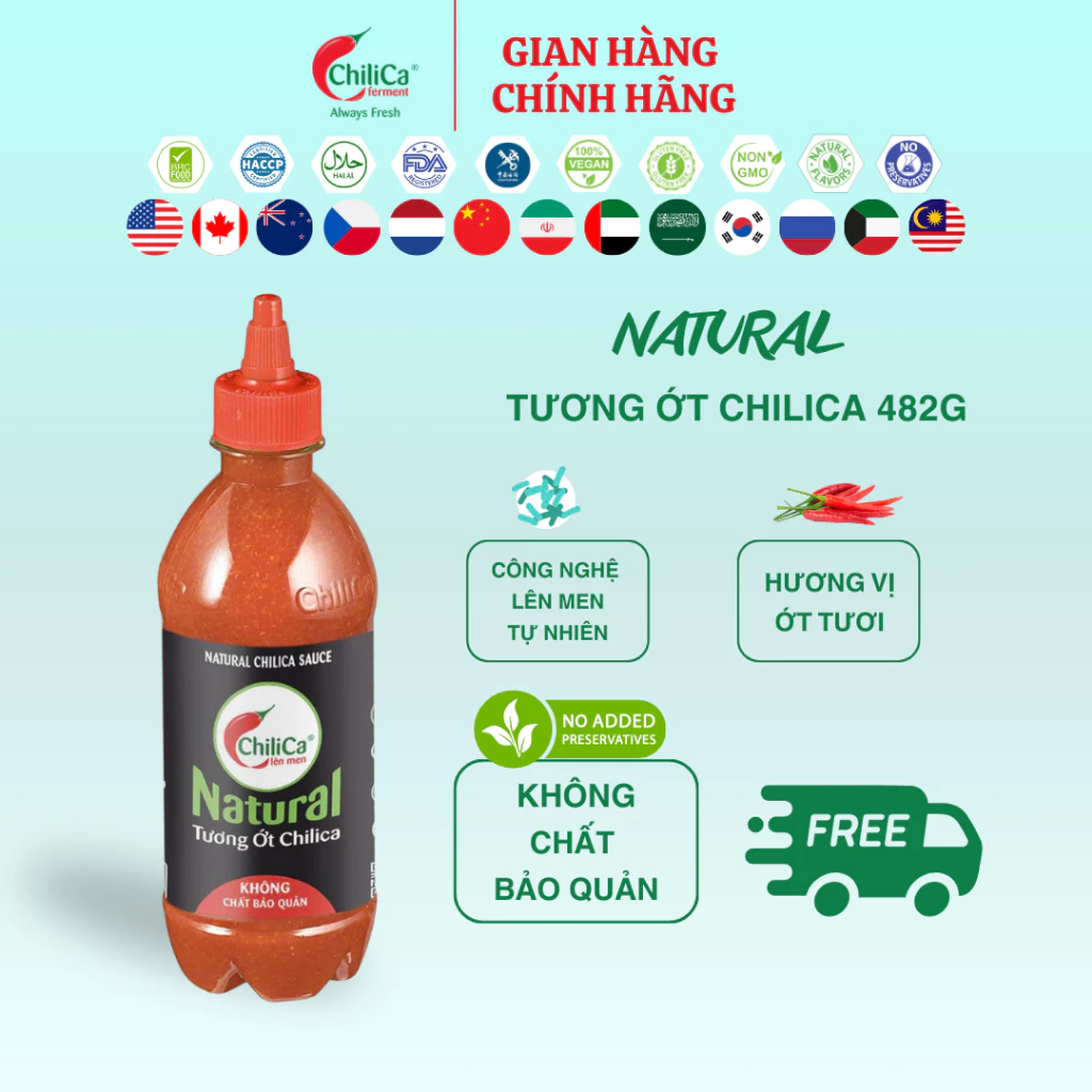 [KHÔNG CBQ] Natural Tương Ớt ChiliCa - Ớt Bằm ChiliCa - Ớt Bằm ChiliCa Có Tỏi - Lên Men Tự Nhiên, Kh
