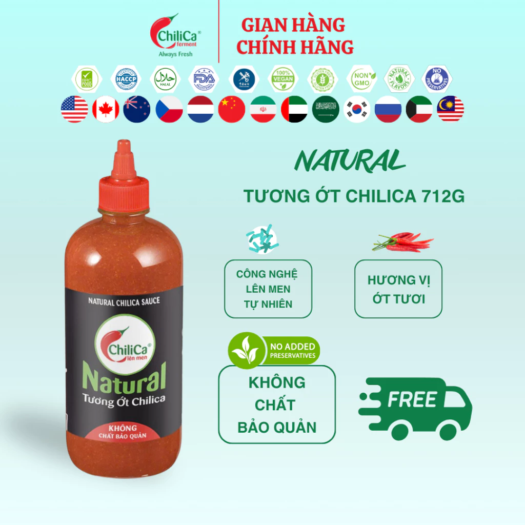 [KHÔNG CBQ] Natural Tương Ớt ChiliCa - Ớt Bằm ChiliCa - Ớt Bằm ChiliCa Có Tỏi - Lên Men Tự Nhiên, Kh