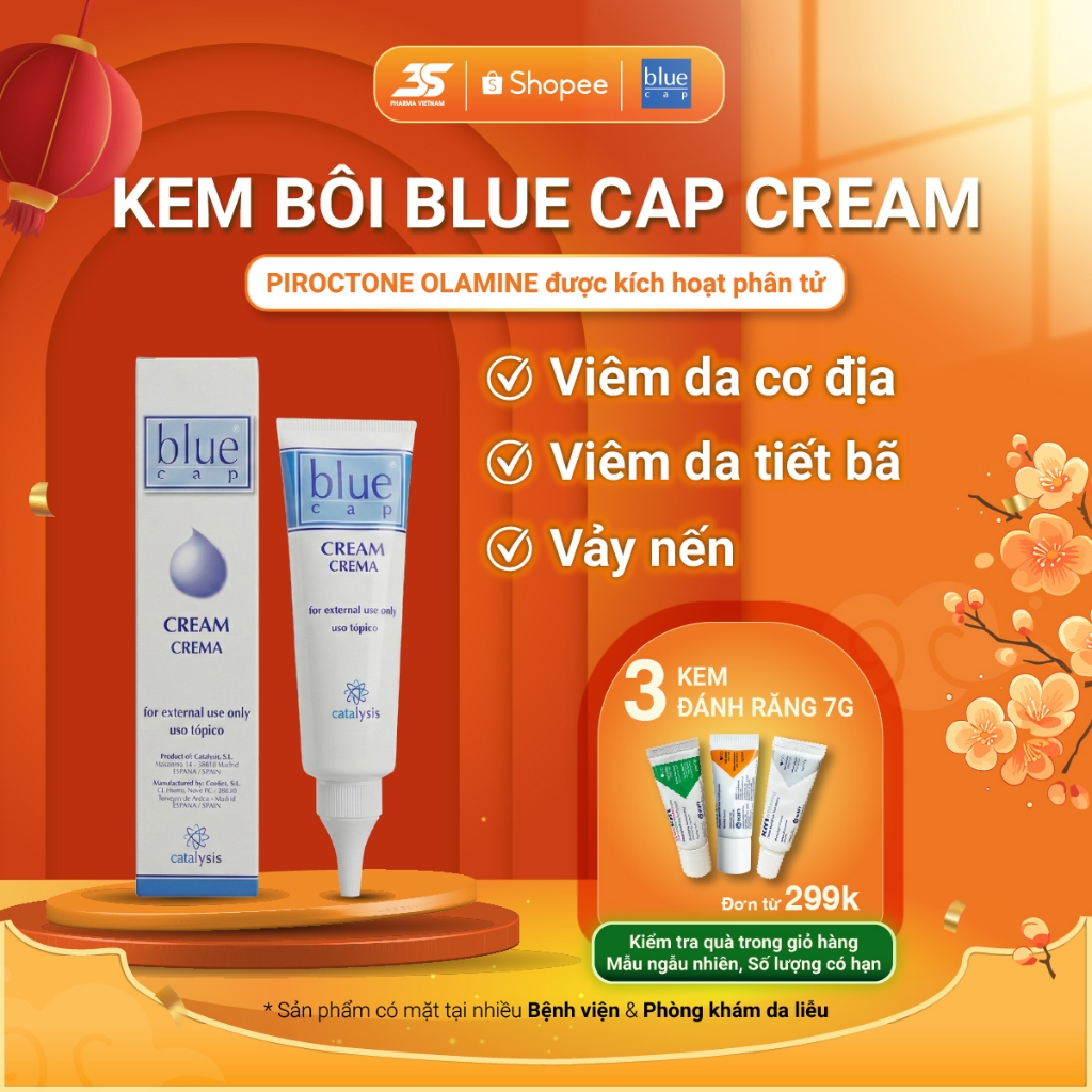 Blue Cap Cream - Kem Bôi Hỗ Trợ Giảm Viêm Da Cơ Địa, Viêm Da Dị Ứng, Viêm Da Tiết Bã, Vảy Nến - Tuýp 50g
