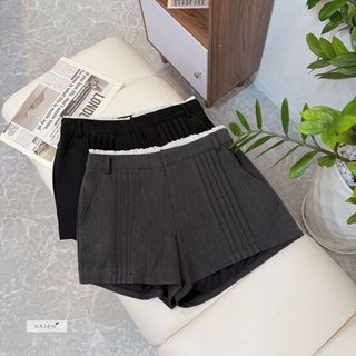 𝐁𝐞𝐫𝐫𝐢 𝐒𝐡𝐨𝐫𝐭 - Quần đùi nữ, quần short thiết kế xếp ly phối ren nhien.official NQS00001