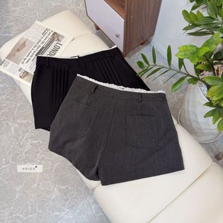 𝐁𝐞𝐫𝐫𝐢 𝐒𝐡𝐨𝐫𝐭 - Quần đùi nữ, quần short thiết kế xếp ly phối ren nhien.official NQS00001